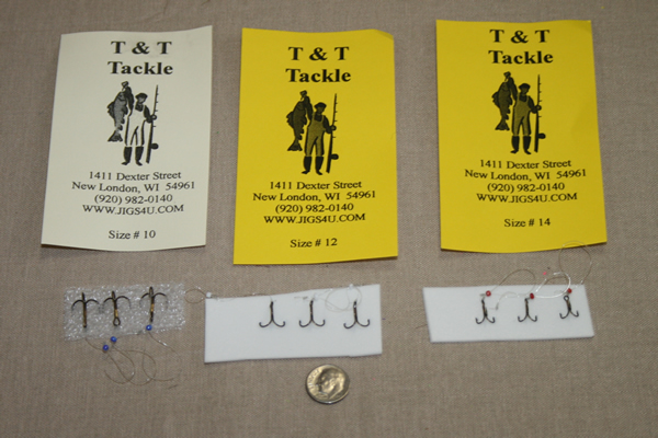 Treble hooks in various sizes